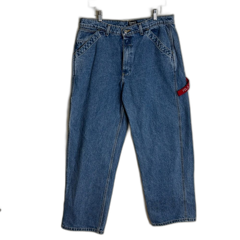 Vtg polo Ralph Lauren blue carpenter denim jeans 100% cotton size 34x30